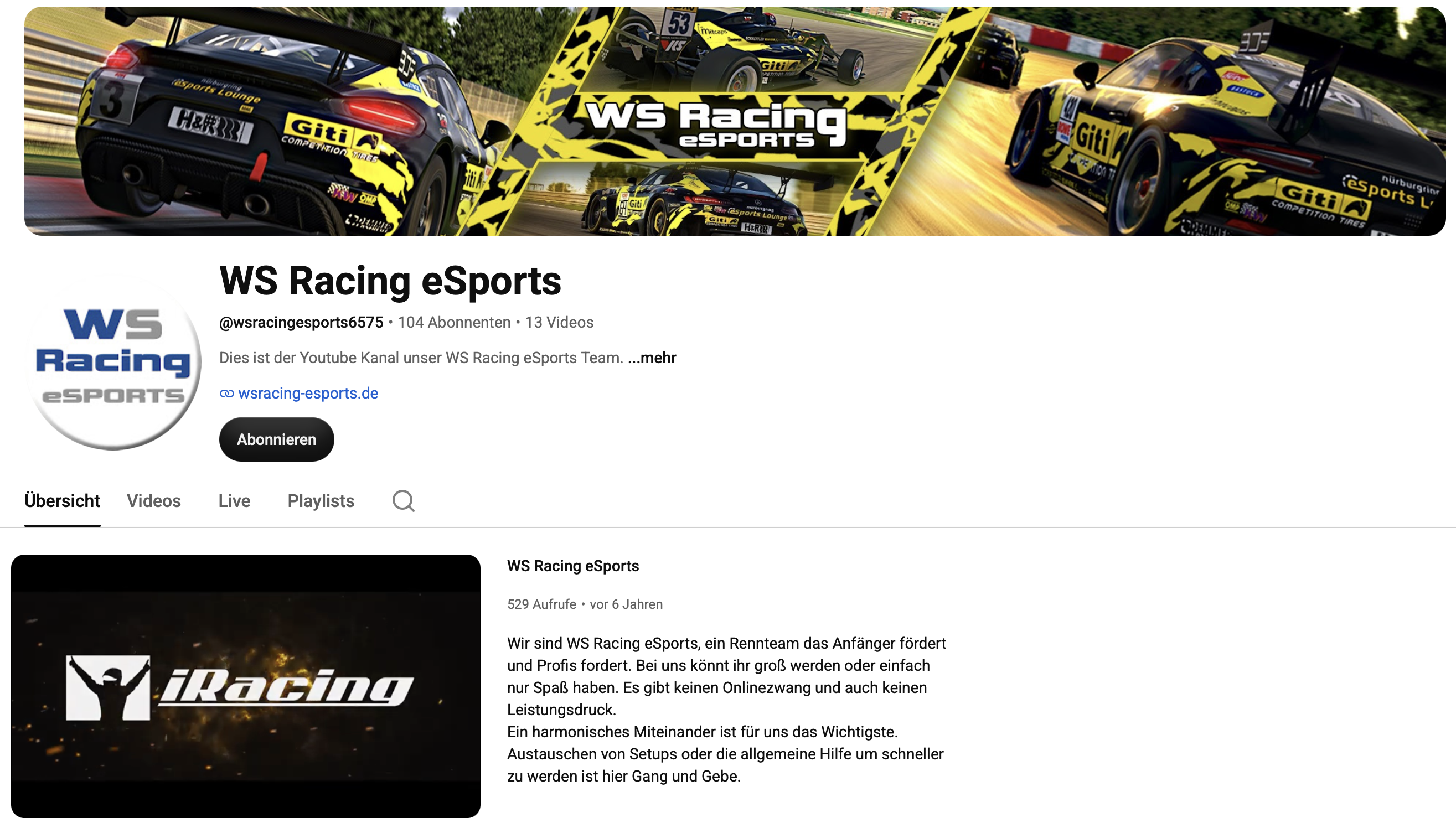 WS Racing Esports YouTube